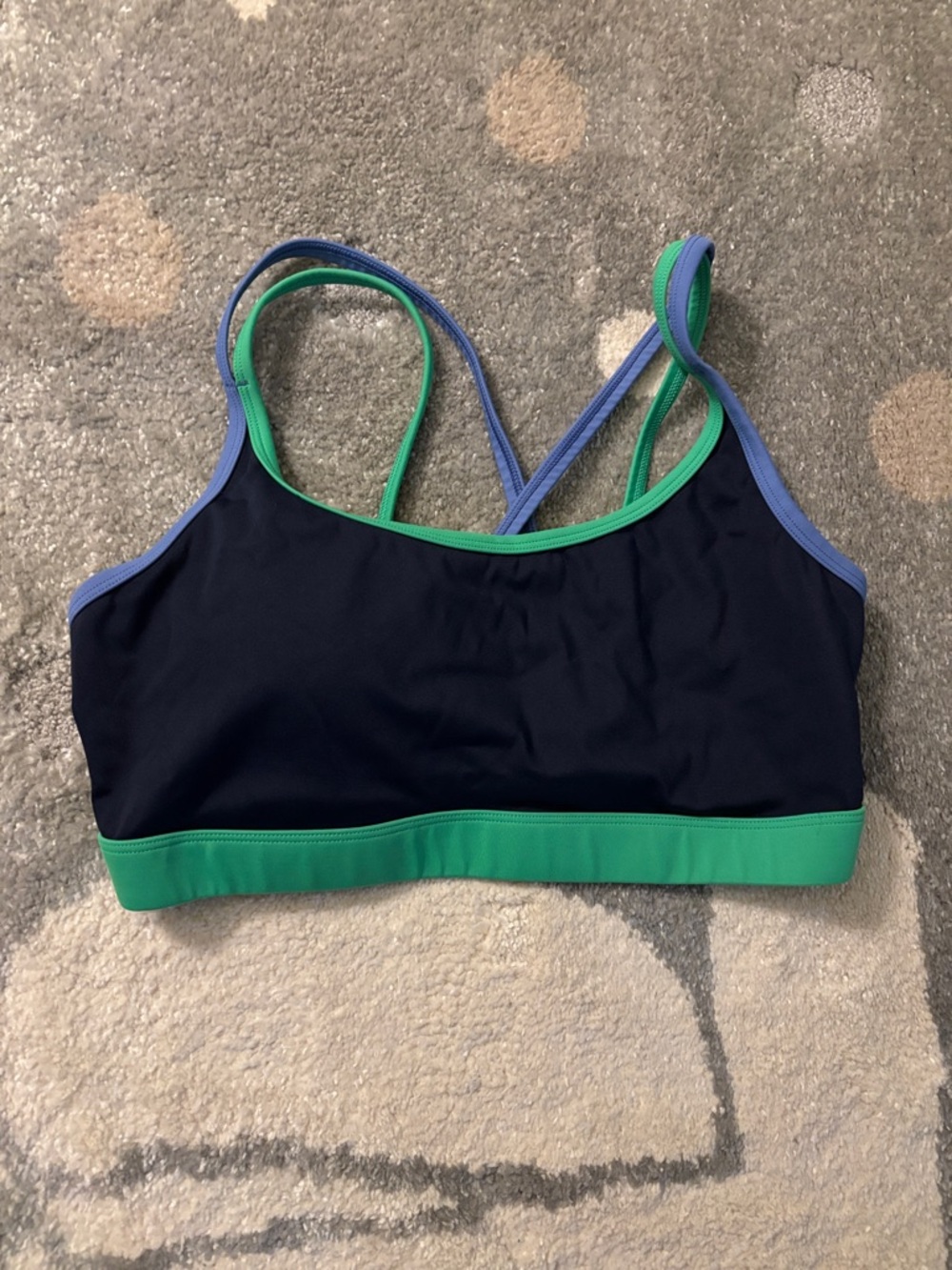 Offline Navy Sports Bralette with Green Trim